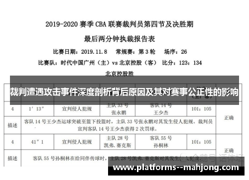 裁判遭遇攻击事件深度剖析背后原因及其对赛事公正性的影响 裁判遭遇攻击事件深度剖析背后原因及其对赛事公正性的影响